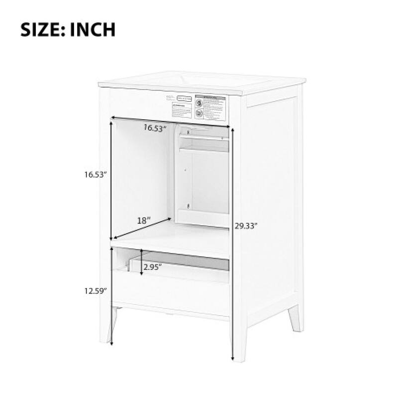 Roomfitters 20" Bathroom Vanity with Sink, Soft-Close Cabinet with Door Rack & Bottom Drawer