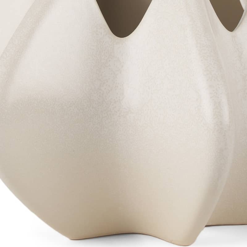 9" Cream Sculptural Ceramic Table Vase - 13.98