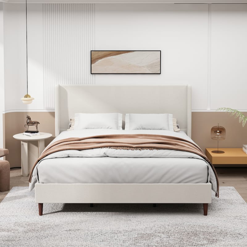 King Size Linen Bed Frame with sturdy legs
