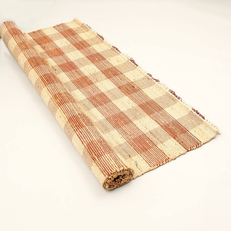 Area Rug, Jute Rug, Durable Dark Brown Plaid Rug, 5X7 ft - 5' x 7'