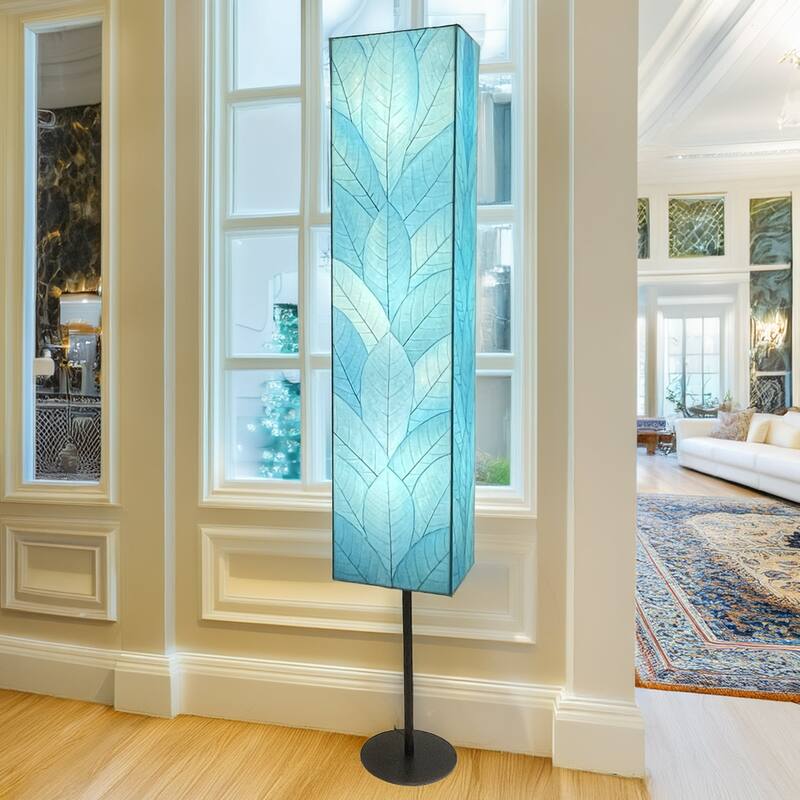 Eangee Handmade Sequoia Giant Floor Lamp, Cocoa Leaves Shade, 12 x 10 x 72 in. - 10 x 8 x 72 - Sea Blue