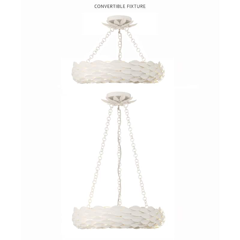 Broche 6 Light Matte White Semi Flush Mount - 18"W x 3.75"H x 18"D
