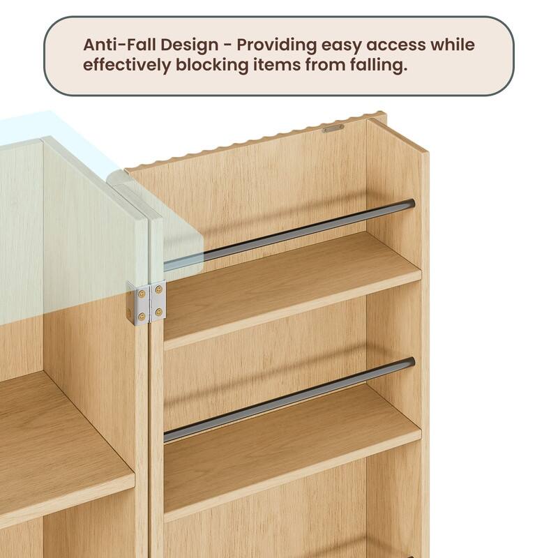 Modern 72"H Fluted Wood Kitchen Pantry Cabinet with 6 Shelves for Versatile Storage Solutions