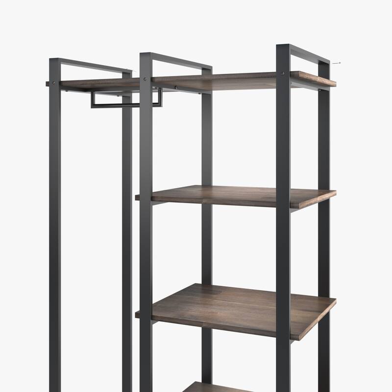 Priage by ZINUS Brown Wood and Metal 64 Inch Etagere Bookcase