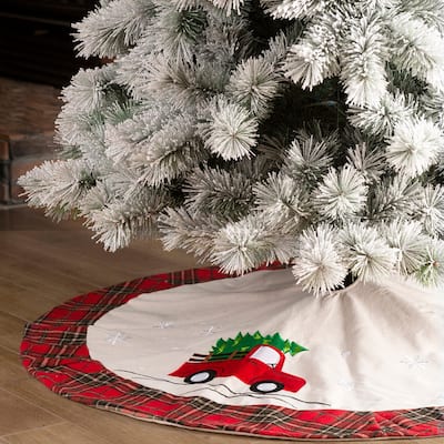 Glitzhome 48"D Traditional Christmas Tree Skirt With Border