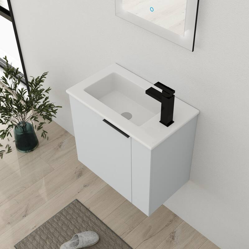 Bathroom Vanity With Sink In 22 Inch, Floating Bathroom Vanity With Soft Close Door