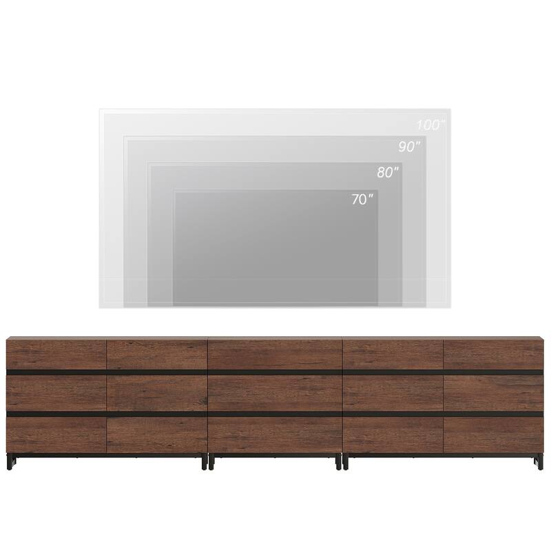3 in 1 TV Stand for TVs up to 120 inches, Modern TV Console with 15 Drawers, Media Console for Living Room, Bedroom