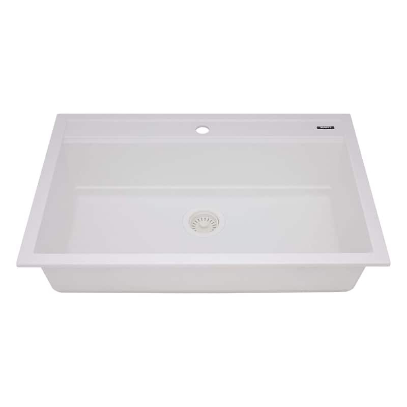 Ruvati 31-inch epiCube Granite Composite Workstation Drop-in Kitchen Sink Matte White - RVG1631WH