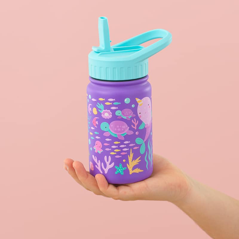 Stainless Steel Kids Water Bottle with Straw Lid - 12 oz