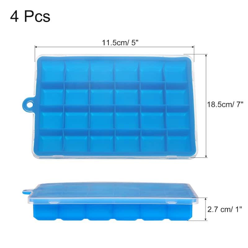 4pcs Ice Cube Tray with Lids, Silicone Square Ice Molds for Freezer - Deep Blue