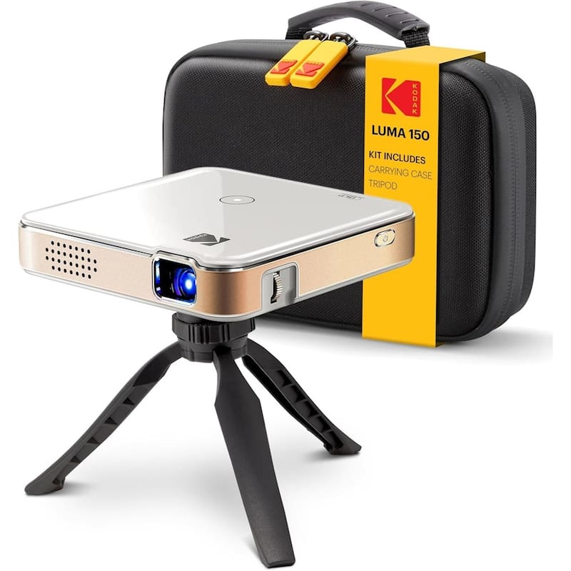 Kodak Luma 150 Pico Projector, Rechargeable Ultra Mini Projector with Travel Case & Tripod - White