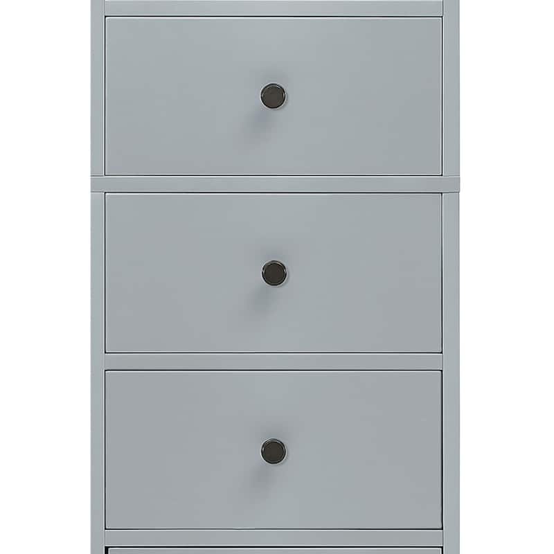 Slim Tall Bathroom Storage Cabinet with an Open Shelf, Three Drawers and a Cabinet