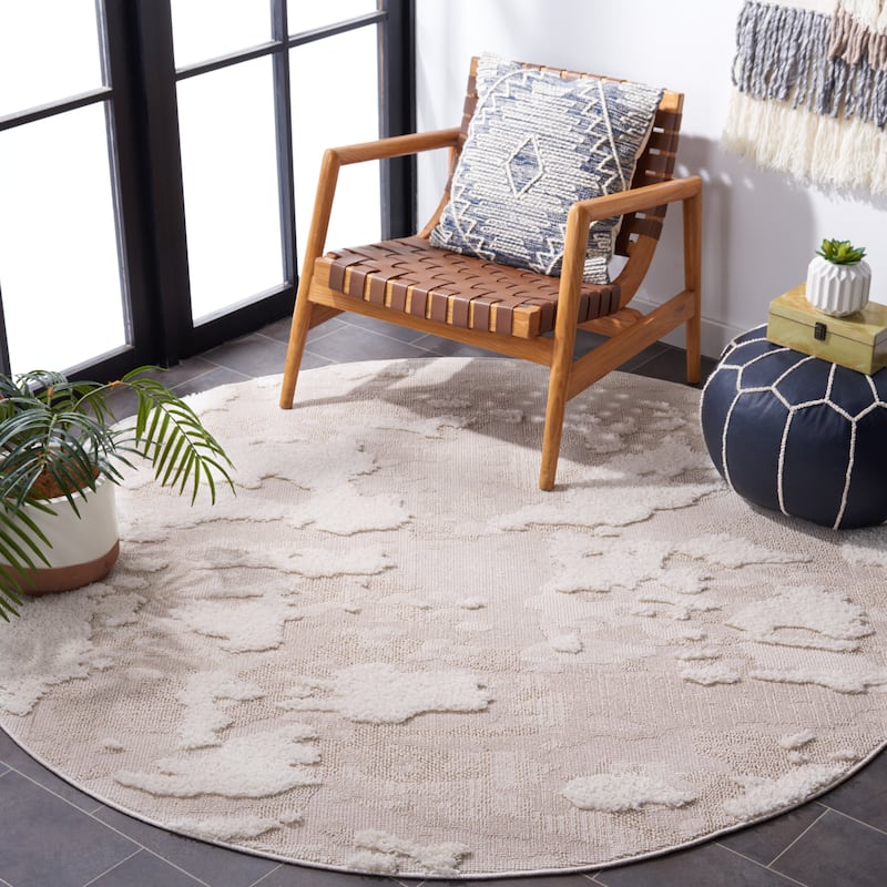 SAFAVIEH Trends Lugenia Modern Abstract Rug - 6'7" Round - Beige/Ivory