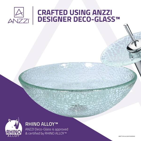 Paeva Deco-Glass Vessel Sink in Crystal Clear Chipasi with Matching Chrome Waterfall Faucet Paeva Deco-Glass Vessel Sink in Crystal Clear Chipasi with Matching Chrome Waterfall Faucet