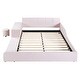 preview thumbnail 55 of 95, Velvet Grounded Bed Mother & Child Bed Platform Slat Bed Frame with Little Round Stool and Bedside Desk for Growing Child