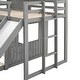 preview thumbnail 26 of 39, Full double wooden bed with slide and guardrail, antique grey