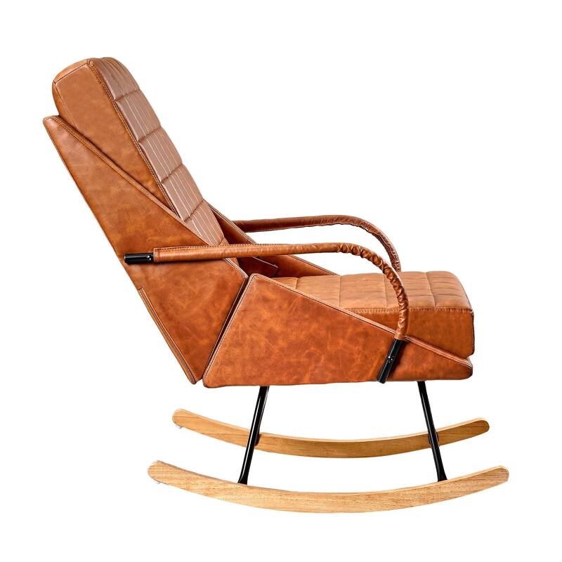 Nursery Rocking Chair Upholstered Modern Rocking chair with Wingback & Armrest Tall Back Accent Glider Rocker Chairs