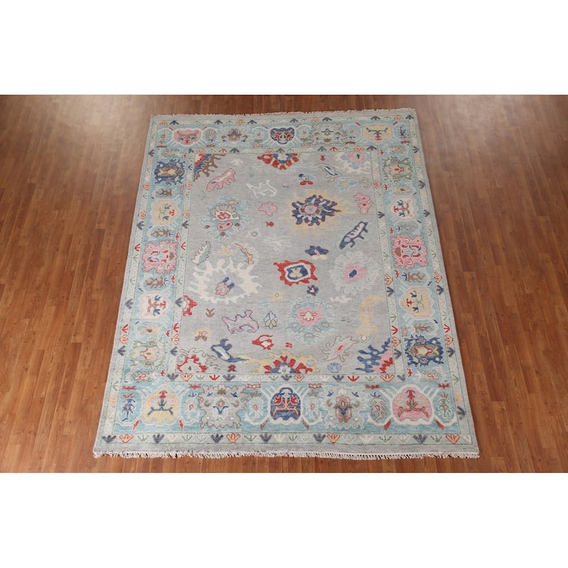 Grey Oushak Oriental Area Rug Handmade Bedroom Wool Carpet - 8'0"x 10'0"
