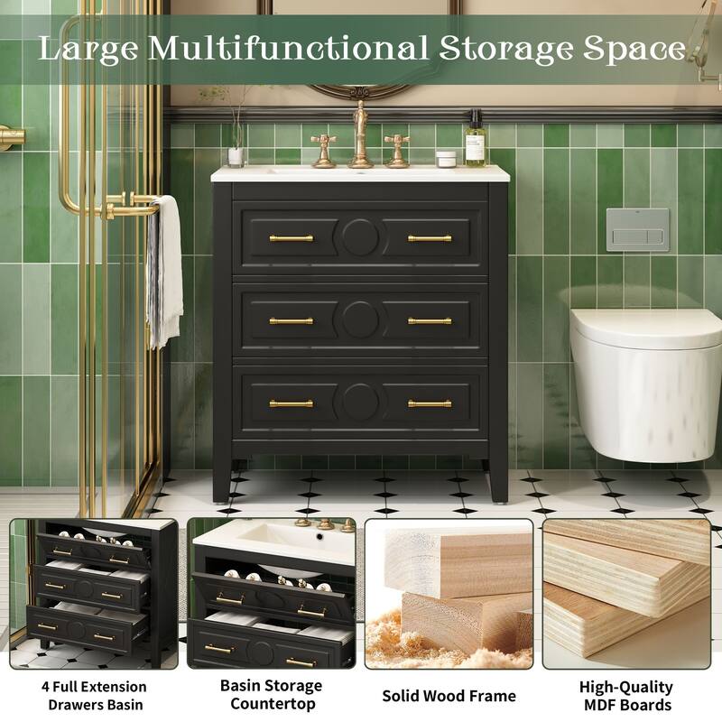Freestanding Single Dresser Set with 3 Drawers