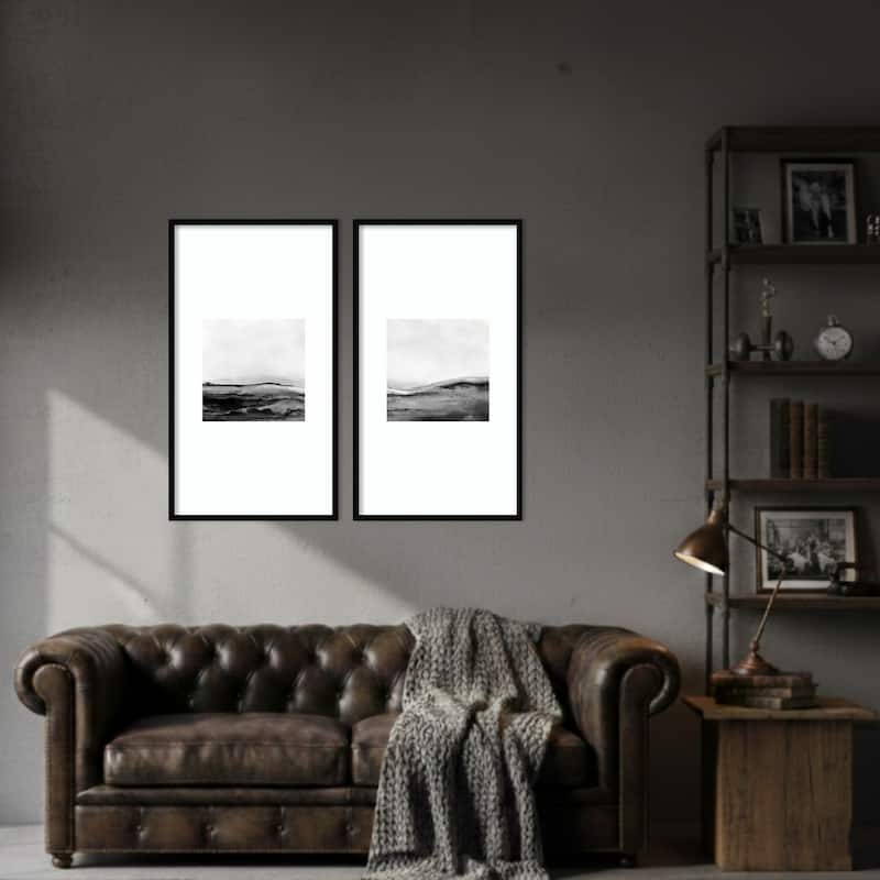 Mono Landscape No. 1 & 2 2 Piece by Dan Hobday Framed Wall Art Prints - Svelte Noir Black