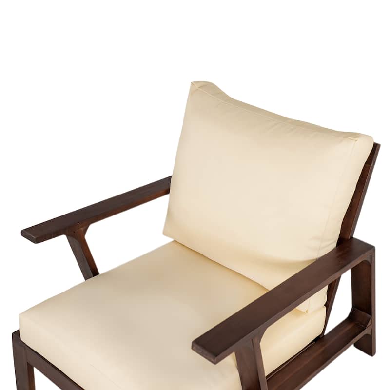 Scott Living Doris 4 Piece Outdoor Slat Design Acacia Wood Upholstered Seating Set