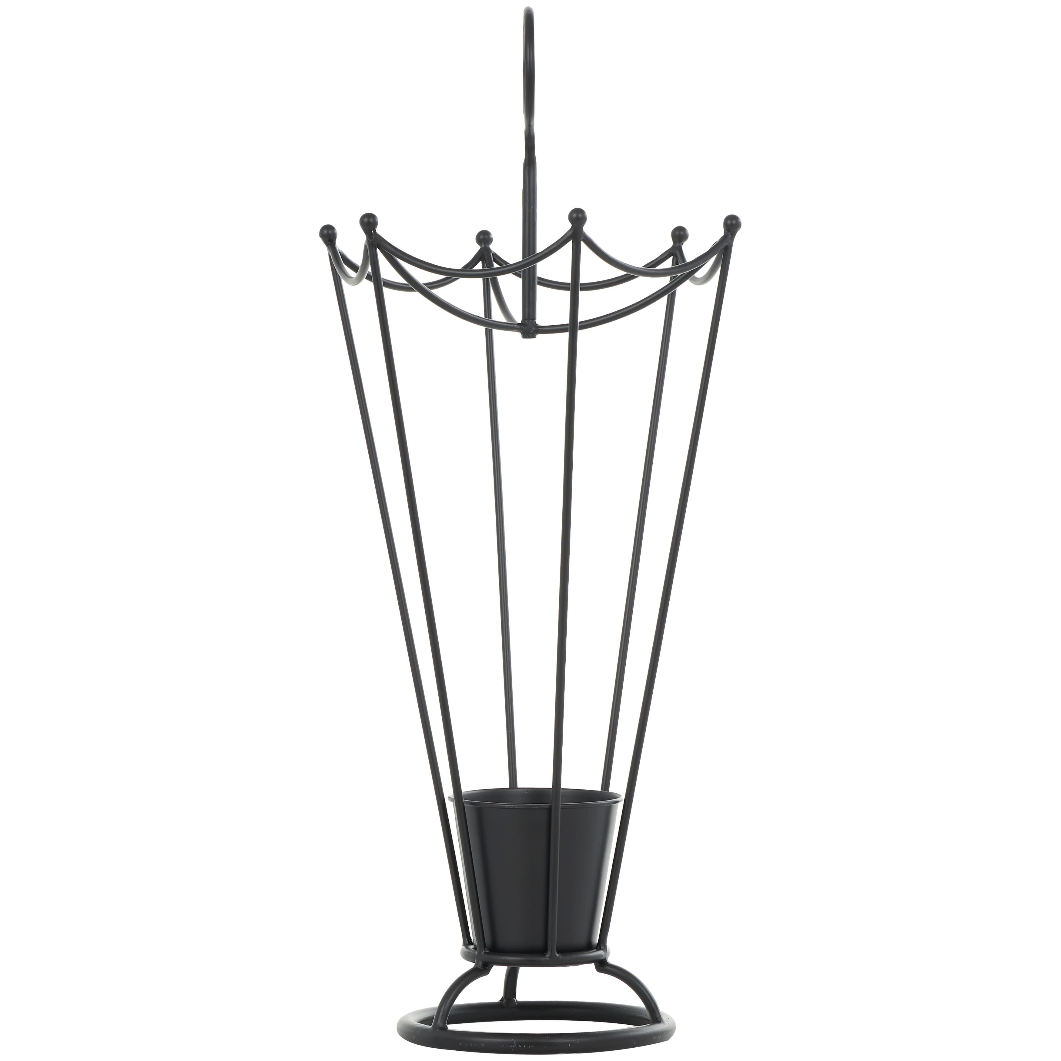 Black Metal Open Framed Umbrella Stand with Upside Down Umbrella Shape