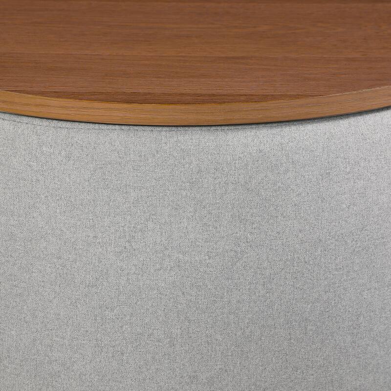 Morden Fort Round Storage Ottoman Linen Footstool with Lid