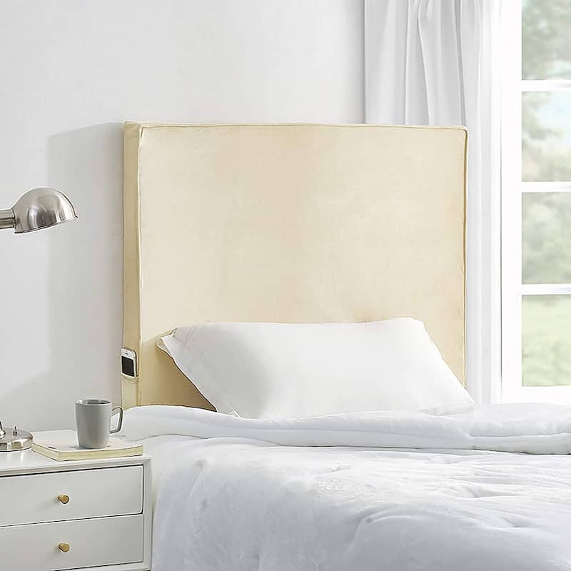 Rainha® Memory Foam Cushioned Velvet Dorm Headboard by DormCo - Almond Milk