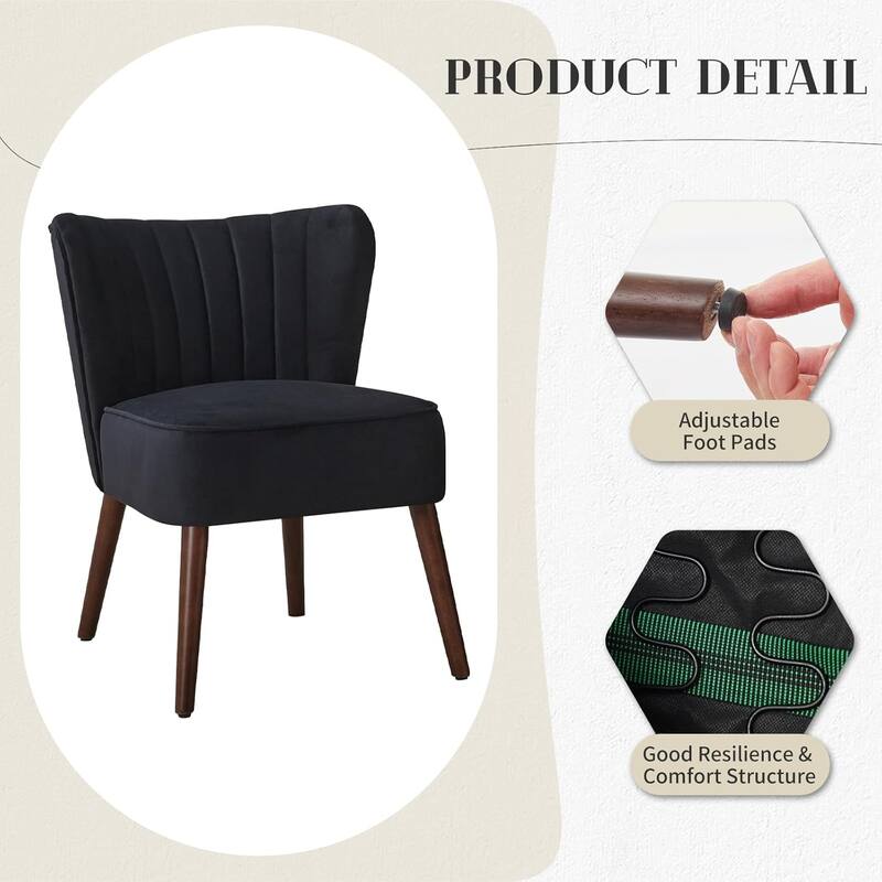 Modern Velvet Accent Chair Set of 2, Soft Upholstered Living Room Chair with Wooden Legs