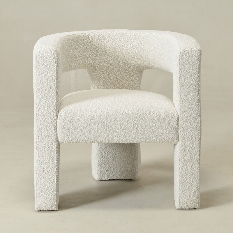 KINWELL 28" Wide Boucle Upholstered Square Armchair