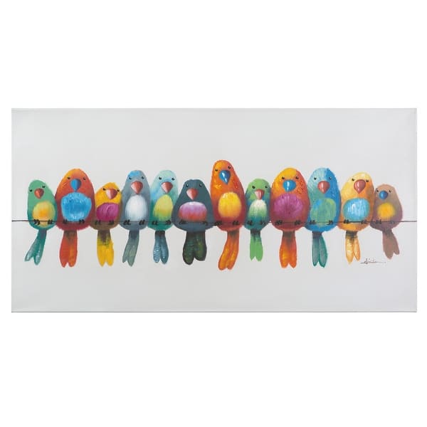 slide 2 of 5, Yosemite Home Decor 'Birds on a Wire I' Original Handpainted Wall Art - multi