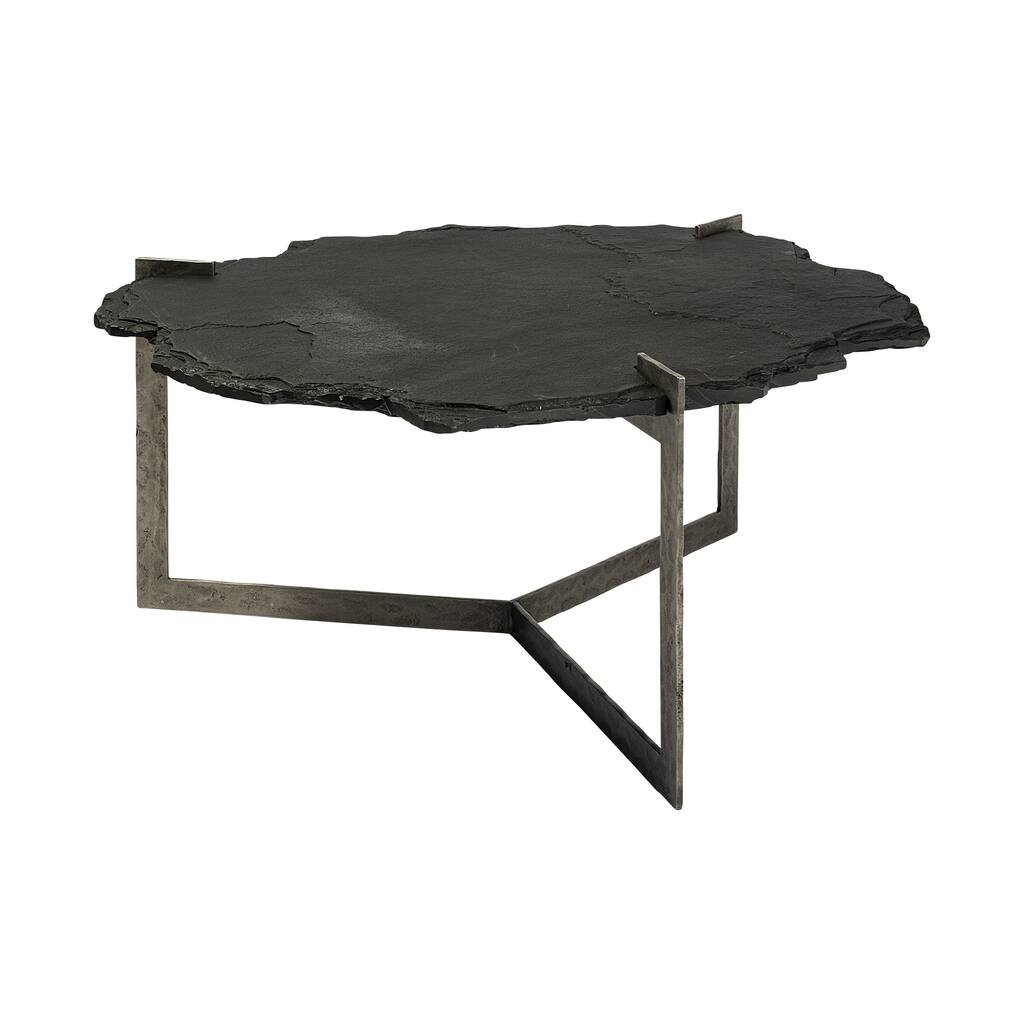 HomeRoots40" Black And Gold Stone Free Form Coffee Table - 40