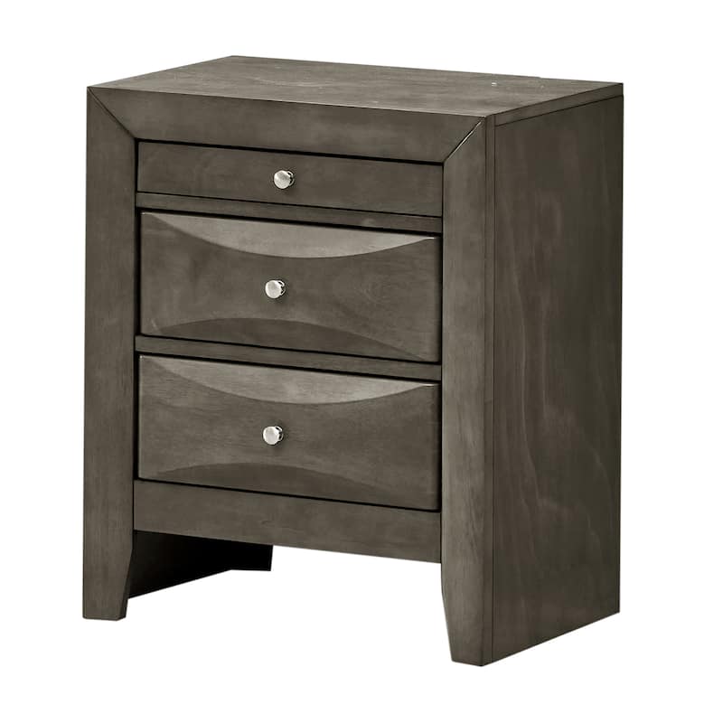 Modern 23-in Metal Knob 3-Drawer Wood Nightstand