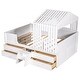 preview thumbnail 16 of 15, Full Size House Low Loft Bed with 4 Storage Drawers, Sturdy Pine Wood Bedframe with Full-Length Guardrails for Kids Bedroom