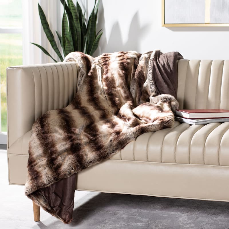 SAFAVIEH Coco Striped Milk / Chocolate Throw On Sale Bed Bath
