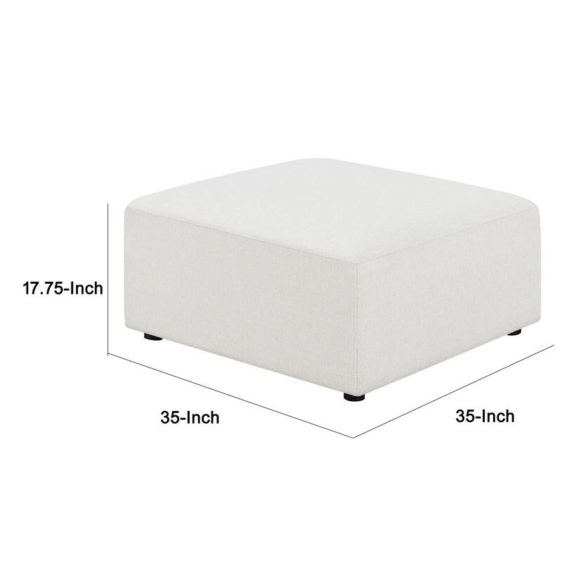 35 Inch Ottoman with Performance Fabric, Sinuous Spring Cushioning, White