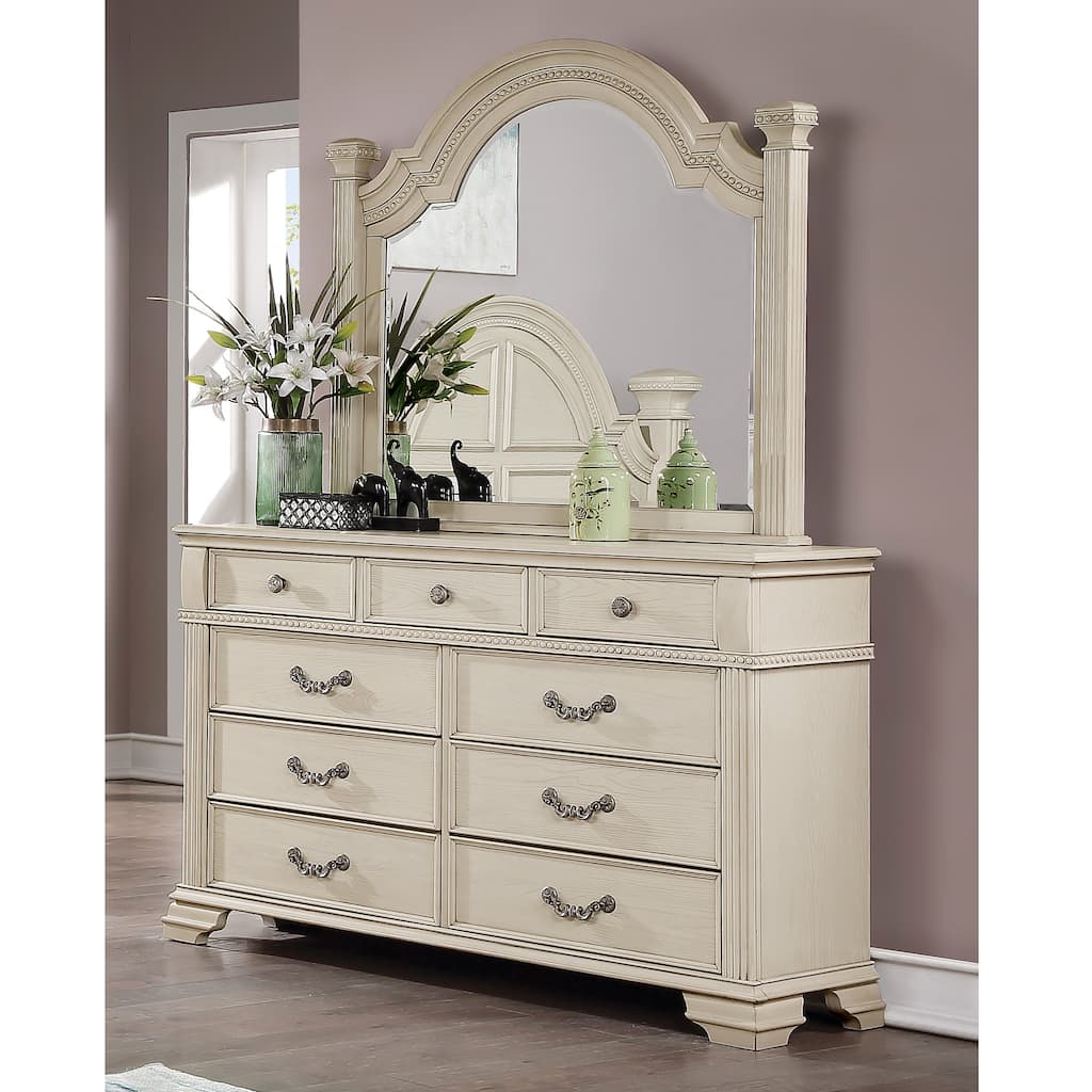 Stroh Traditional 62-inch Wide Wood 9-Drawer 2-Piece Dresser and Mirror Set by Furniture of America