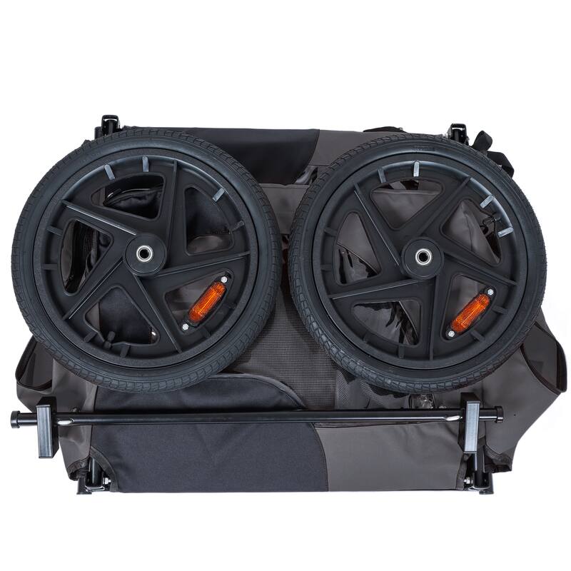 Outdoor Heavy Duty Collapsible Pet Bike Trailer with 16-Inch All-Terrain Wheels & Universal Hitch, Foldable Carrier Cart