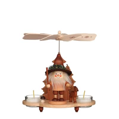 7.5" Brown Black Christian Ulbricht Woodsman Pyramid Candle Holder