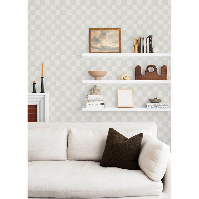 Mr. Kate Tess Watercolor Cream Checker Peel and Stick Wallpaper