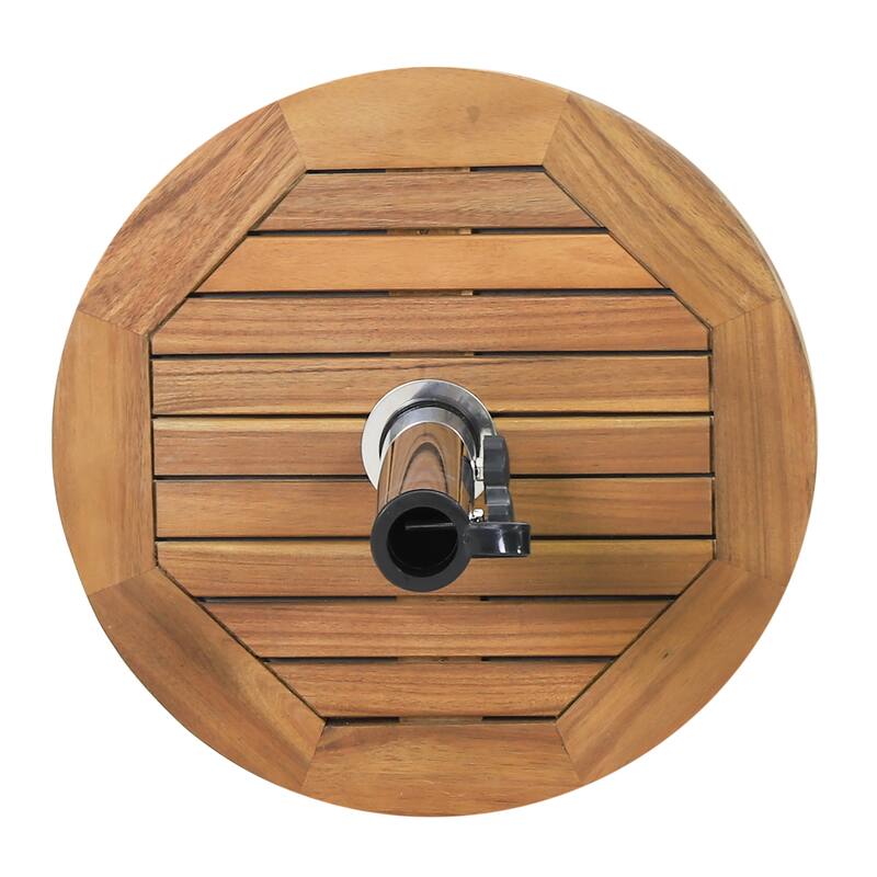 Ralph Outdoor Acacia Wood and Stainless Steel Outdoor 33lb Circular Umbrella Base by Christopher Knight Home