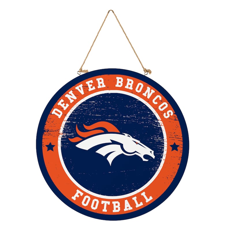 Denver Broncos Wooden Door Decor Wall Sign - Multi-Color - 18 x 18