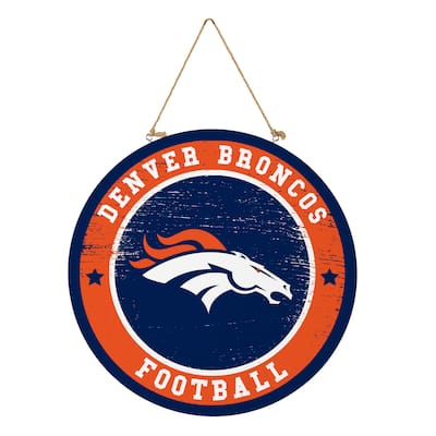 Denver Broncos Wooden Door Decor Wall Sign - Multi-Color
