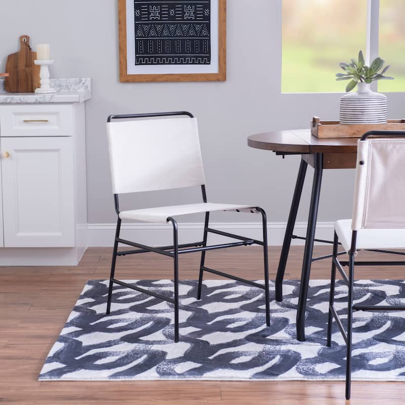 Leffler Sanded Steel and Fabric Industrial Dining Chair - Cream