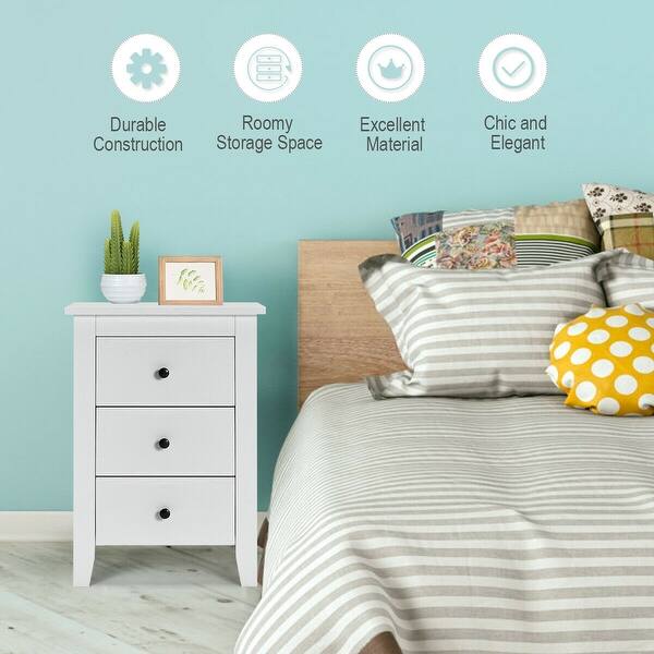 Shop Nightstand End Beside Table Drawers Modern Storage Bedroom