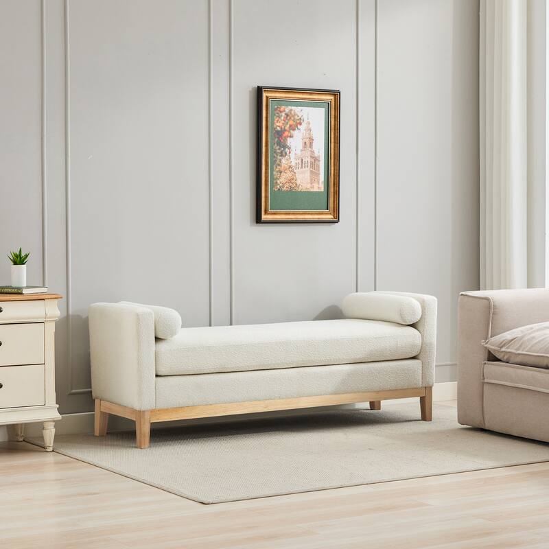 66.34"W Elegant Upholstered Bench with Pillows for End of Bed, Bedroom, Living Room