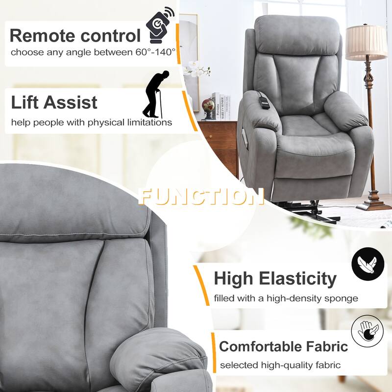 Heavy Duty Power Lift Recliner Chair, Ergonomic Single Sofa Chair, Electric Recliner Chair with Side Pocket & Remote Control