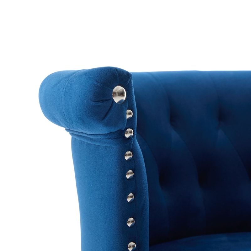 Velvet Bar Stool Set of 2, Adjustable Swivel Bar Stools with Silver Plated Metal Leg, Chrome Nailhead, Counter Height Chair