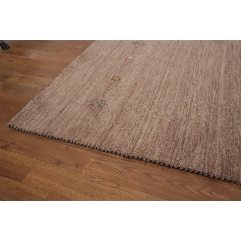 Hand Knotted Oriental 100% Wool Carpet Tribal Animal Pictorial Brown Gabbeh Area Rug - 7' 9'' X 5' 0''