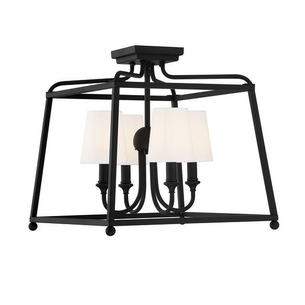 slide 2 of 5, Libby Langdon for Crystorama Sylvan 4 Light Black Forged Ceiling Mount - 16''W x 15.5''H